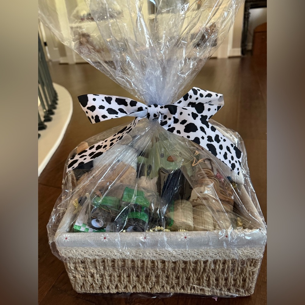 Boy Farm Themed Baby Shower Gift Basket